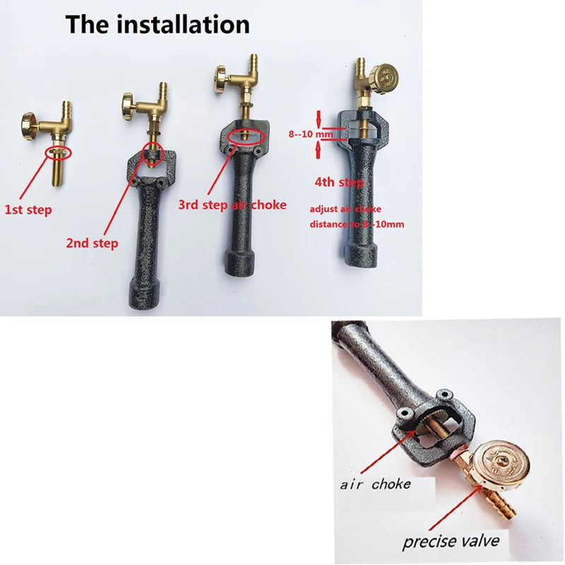 Adjustable Furnace Propane Gas Burner w/ Hose, Regulator and Fittings